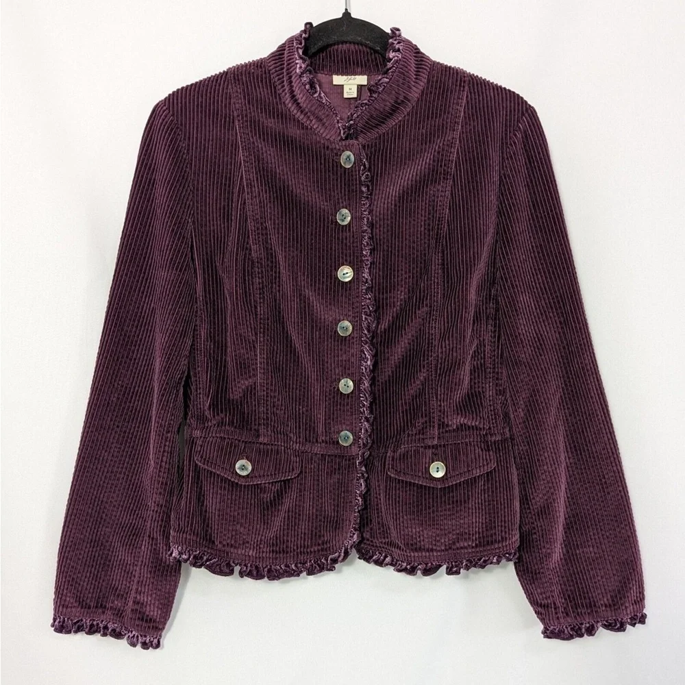 Witchy/ Gilmore girls vibes J.Jill  boho purple ruffle blazer - Picture 2 of 9